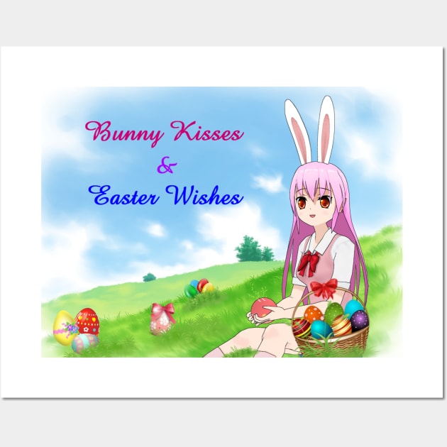 Bunny Kisses & Easter Wishes (Customizable) Wall Art by Alkimya